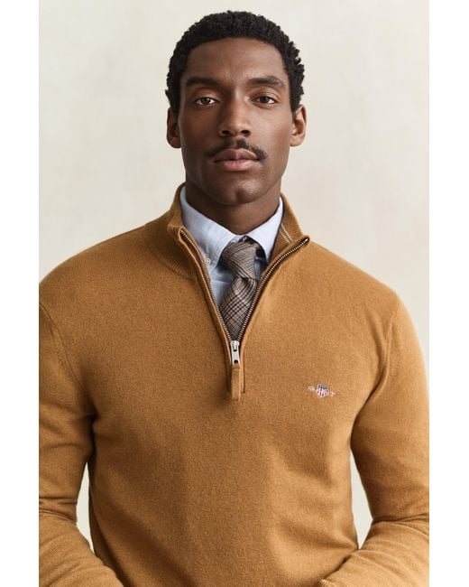 Gant Multicolor Lambswool Half-Zip Sweater for men