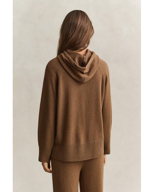 Gant Brown Wool Cashmere Hoodie Warm