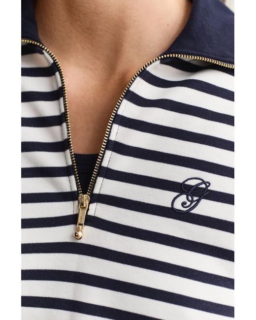 Gant Blue Striped Half-Zip Sweatshirt Evening