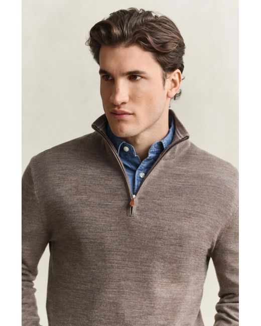 Gant Multicolor Merino Wool Half-Zip Sweater for men