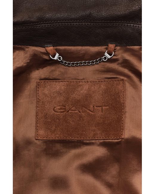 Gant Brown Suede Jacket Mahogany for men