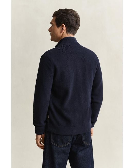 Gant Blue Hybrid Zip Cardigan Evening for men