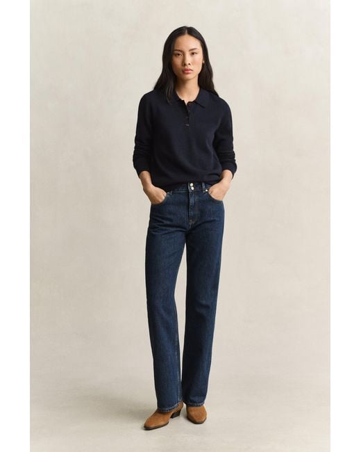 Gant Blue Lambswool Rugger Sweater Evening