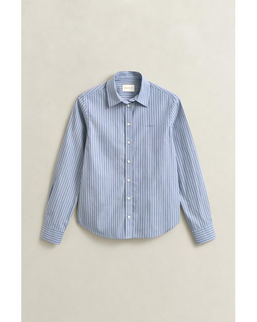 Gant Blue Regular Fit Striped Poplin Shirt