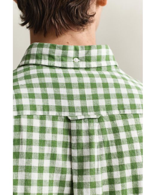 Gant Green Gingham Linen Blend Shirt for men