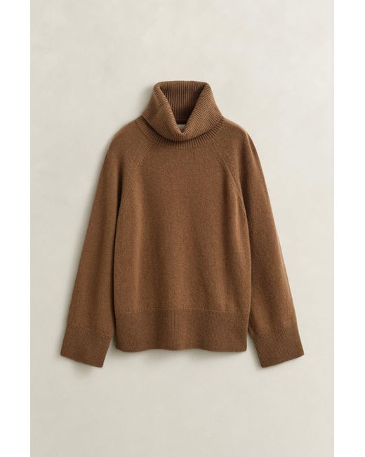 Gant Brown Wool Cashmere Turtleneck Sweater Warm