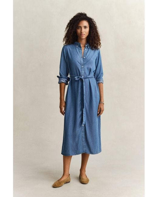 Gant Blue Chambray Shirt Dress Light