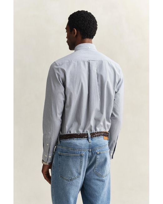 Gant Blue Banker Stripe Classic Poplin Shirt Persian for men
