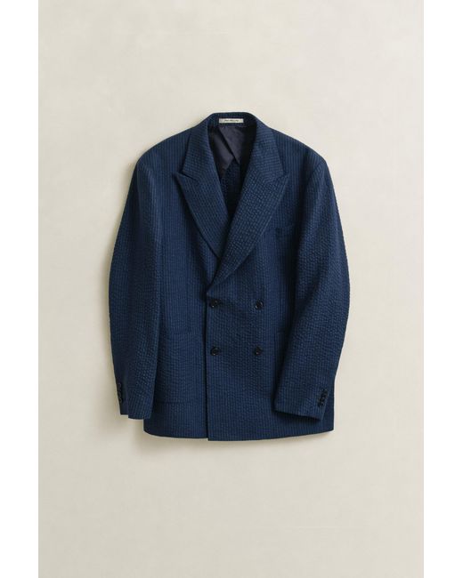 Gant Blue Seersucker Suit Jacket Mid for men
