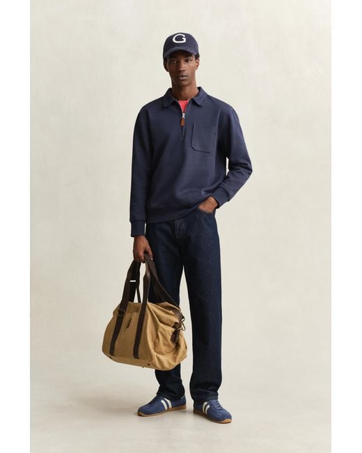 Gant Blue Ponte Di Roma Half-Zip Sweatshirt Evening for men