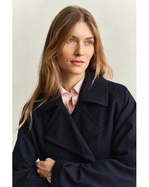 Gant Blue Short Trench Coat Evening