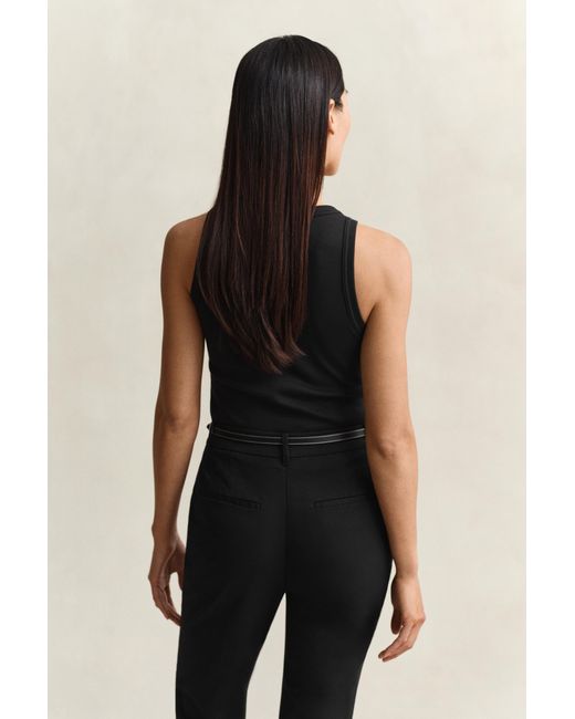 Gant Black Ribbed Tank Top