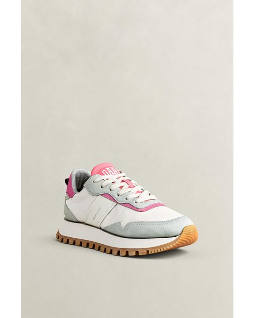 Gant Metallic Caffay Suede Nylon Sneakers Eggshell