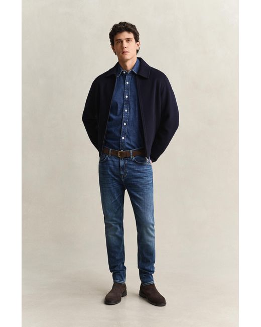 Gant Blue Slim Fit Jeans Mid Broken In for men