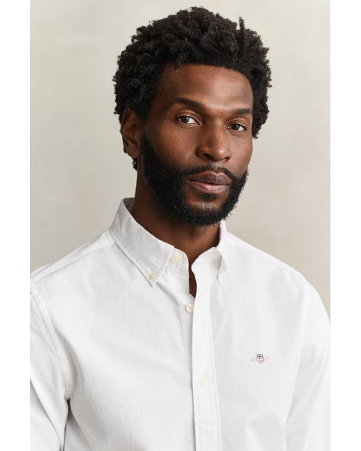 Gant White Classic Slim Poplin Shirt for men
