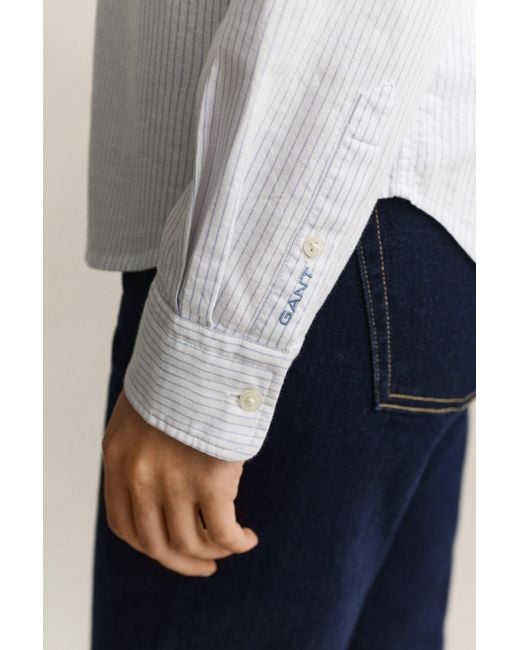 Gant Blue X Yale Striped Oxford Shirt