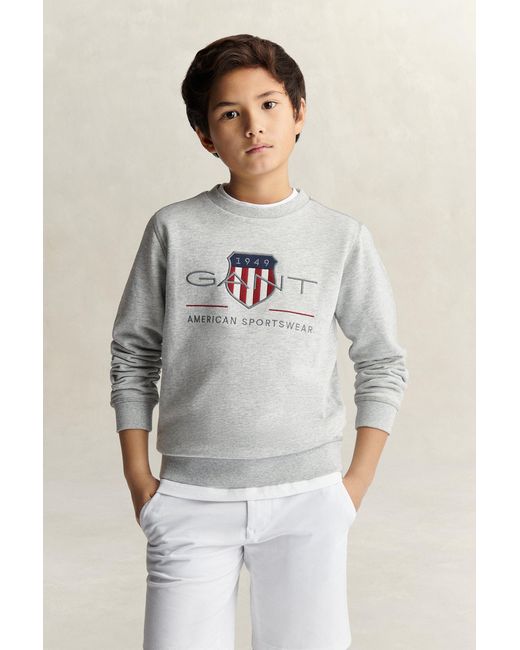 Gant Gray Teens Archive Shield Sweatshirt Melange