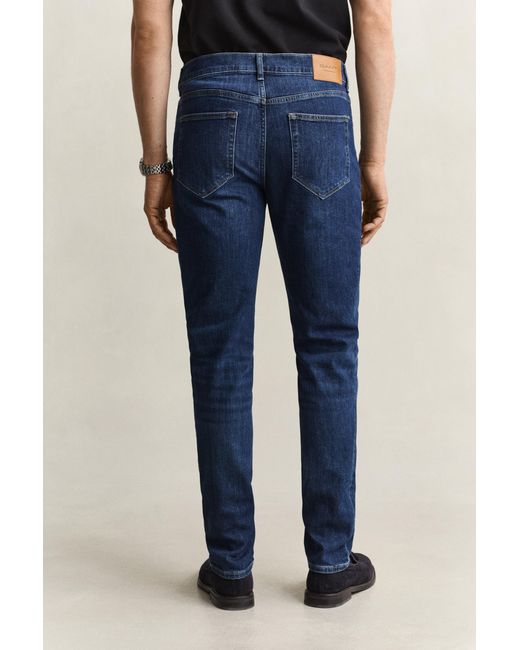 Gant Blue Slim Fit Jeans Mid Worn In for men