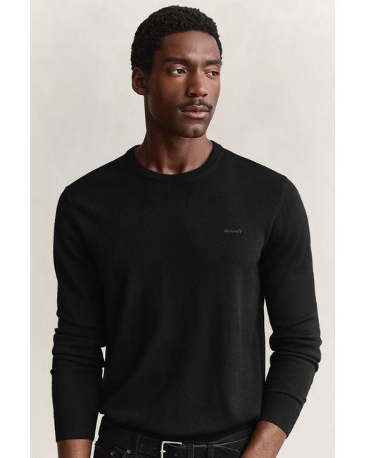 Gant Blue Merino Wool Crew Neck Sweater for men