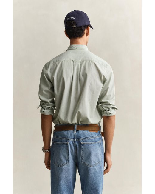 Gant Blue Banker Stripe Classic Poplin Shirt for men