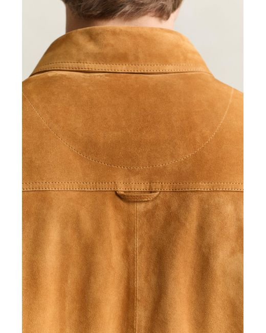 Gant Brown Suede Overshirt Cognac for men
