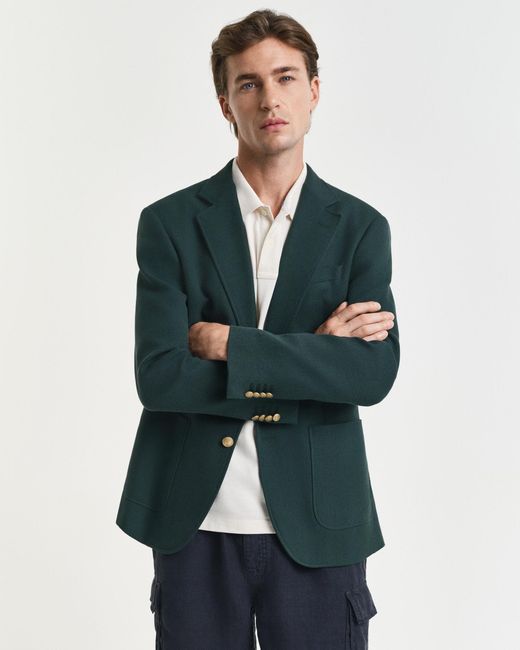 Gant Green Slim Fit Cotton Club Blazer for men