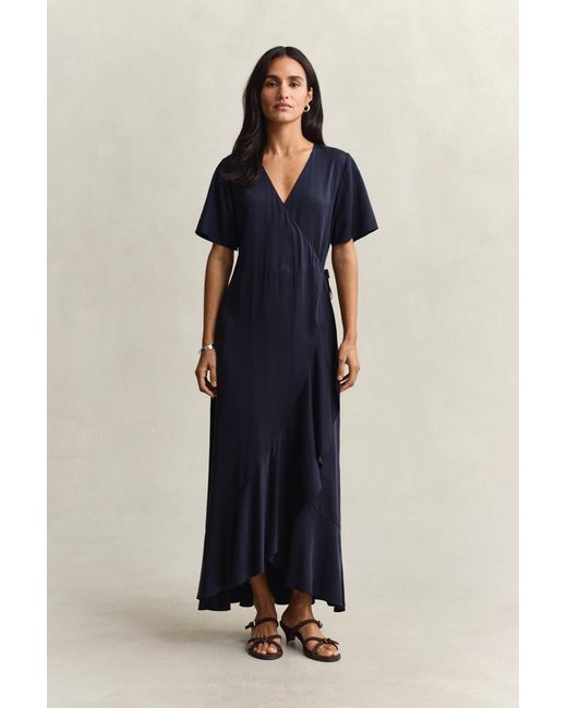 Gant Blue Frilly Wrap Dress Evening