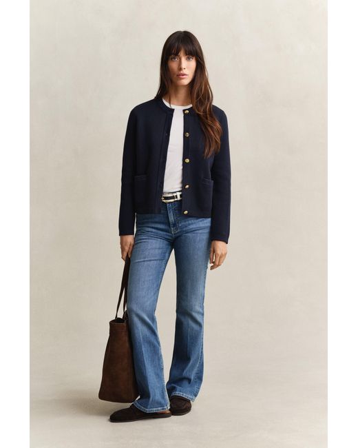 Gant Blue Knitted Cotton Jacket Evening