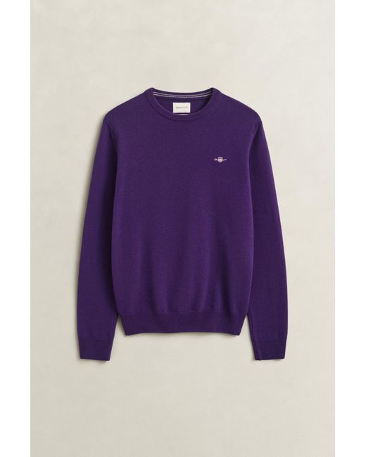 Gant Purple Lambswool Crew Neck Sweater for men