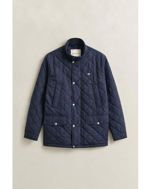 Gant Blue Quilted Windcheater Mid-Length Jacket for men