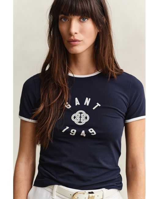 Gant Blue Ringer T-Shirt Evening