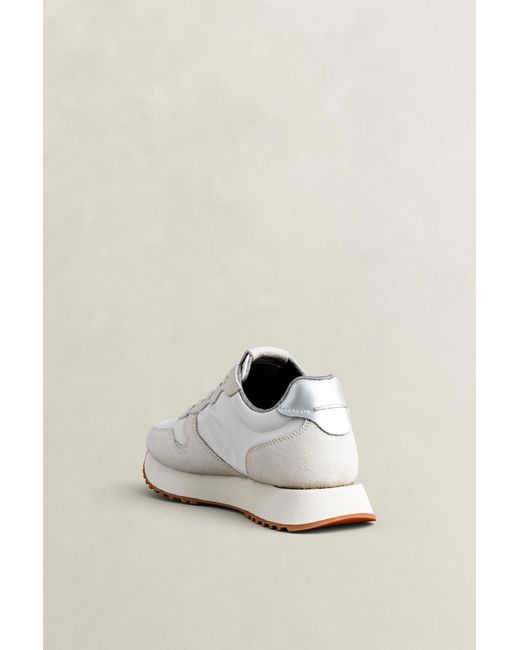 Gant White Bevinda Suede Nylon Sneakers Eggshell