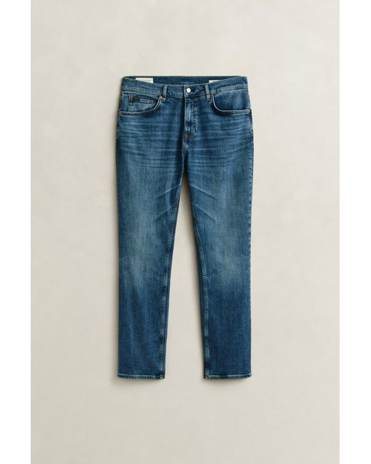 Gant Blue Regular Fit Jeans Mid Broken In for men