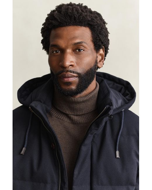 Gant Blue Flannel Down Jacket Evening for men