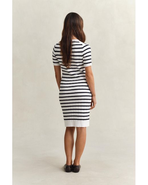Gant Blue Cotton Cable Knit Dress Eggshell