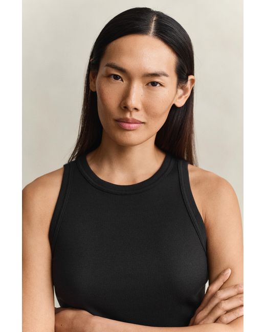 Gant Black Ribbed Tank Top