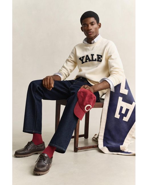 Gant Natural X Yale Crew Neck Sweatshirt Cream for men