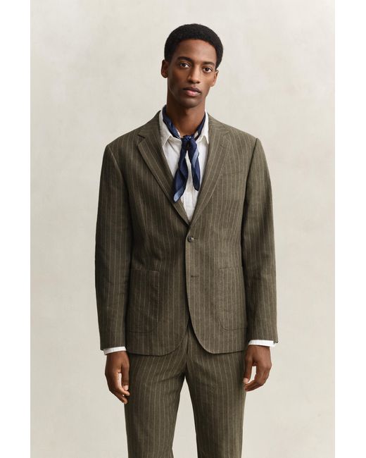 Gant Brown Pinstriped Suit Jacket Rich for men