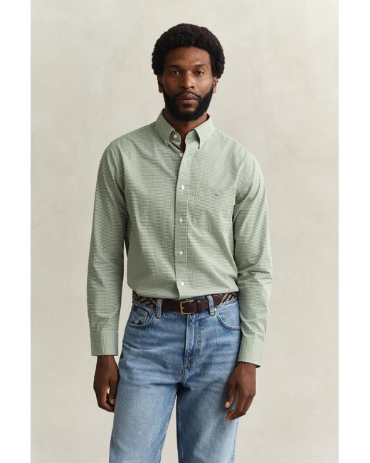 Gant Green Gingham Classic Poplin Shirt for men