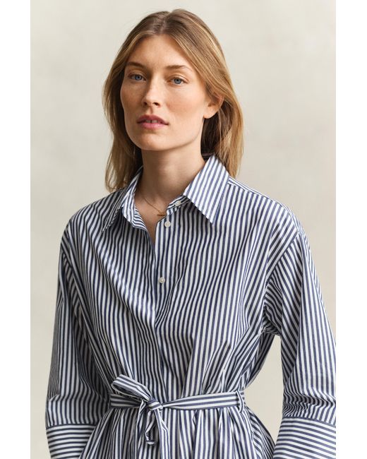 Gant Blue Striped Poplin Shirt Dress Rich