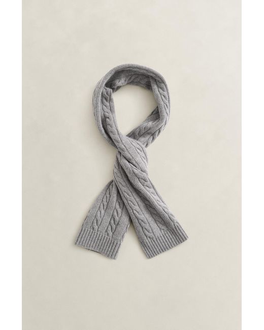 Gant Brown Lambswool Cable Knit Scarf Melange for men