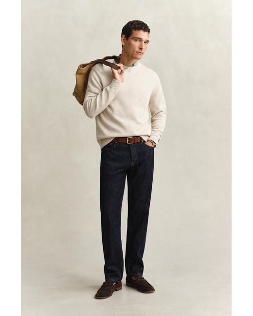 Gant Natural Cotton Blend Crew Neck Sweater Seed Melange for men