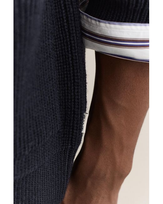 Gant Blue Ribbed Wool Zip Cardigan Evening for men