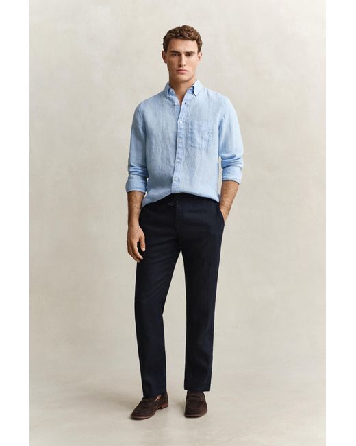 Gant Blue Linen Pants Evening for men