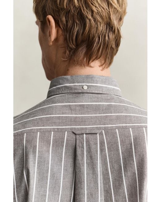 Gant Gray Striped Mélange Poplin Shirt Melange for men