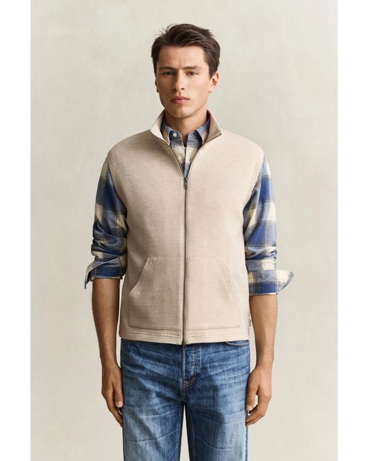 Gant Blue Zipped Vest Oat Melange for men