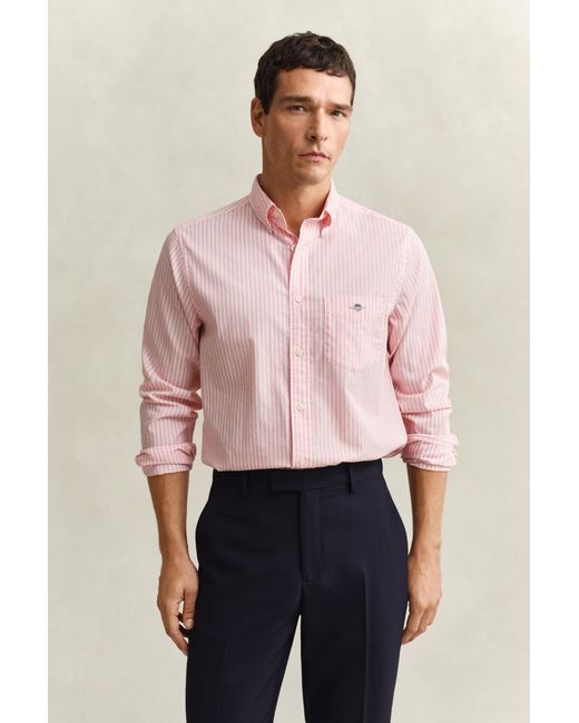 Gant Pink Striped Classic Poplin Shirt for men