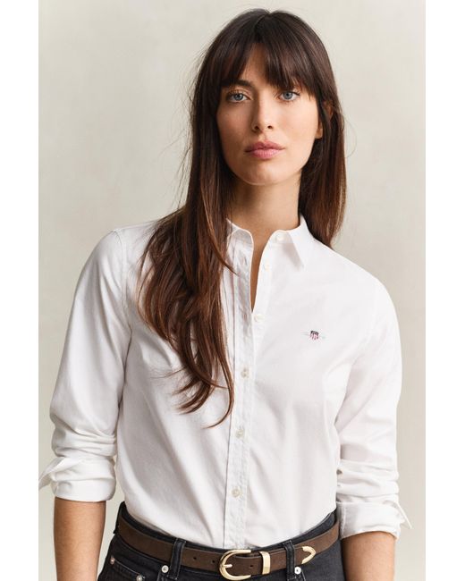 Gant White Stretch Oxford Shirt