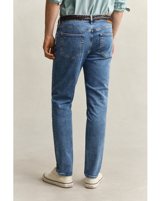 Gant Blue Slim Fit Clean Wash Jeans Mid Vintage for men