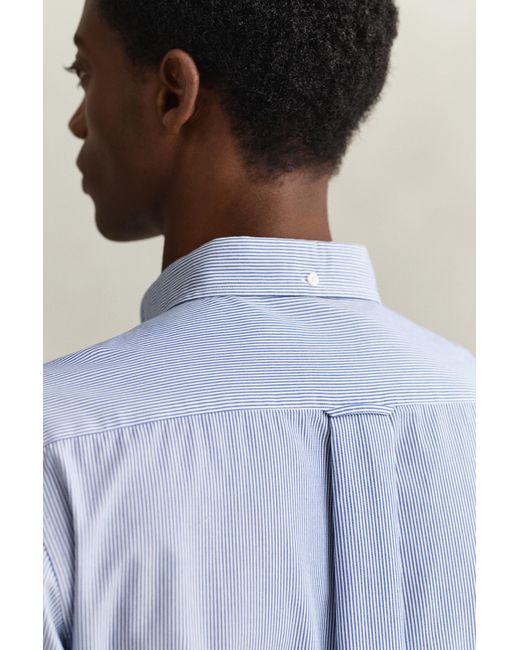 Gant Blue Banker Stripe Classic Poplin Shirt College for men